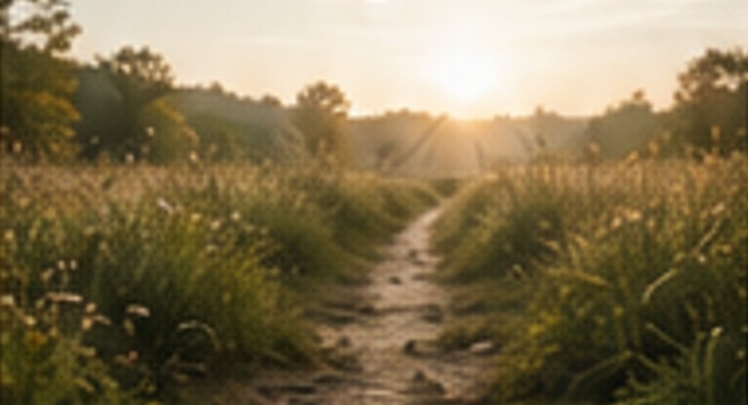 A warm sunrise path representing hope.
